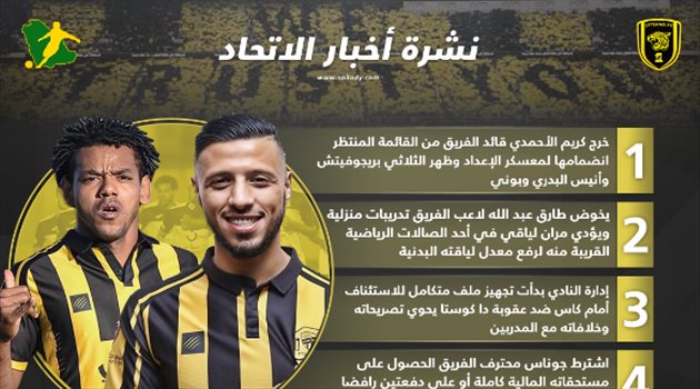 نشرة الاتحاد نشرة أخبار الاتحاد| صفعة قوية لمروان دا كوستا وتهديد من جوناس