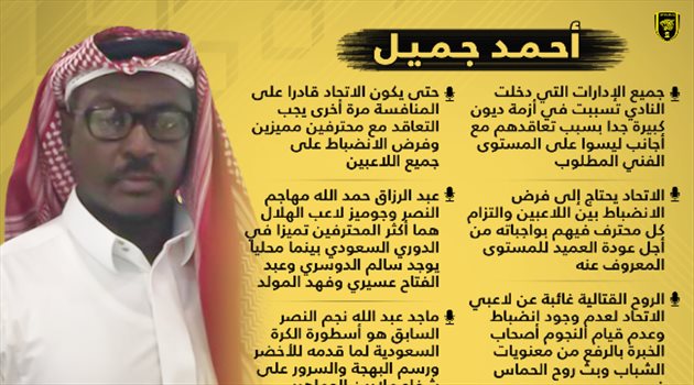 ماجد أسطورة الكرة السعودية ومهاجم الاتحاد ضعيف وسر أزمات العميد.. جميل يفجرها