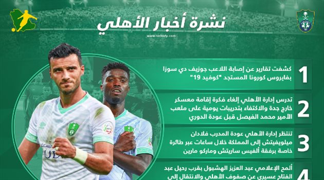 نشرة أخبار الأهلي| إصابة دي سوزا بـ"كورونا" وإلغاء معسكر الدوري