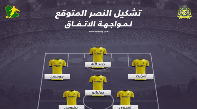 دوري المحترفين| التشكيل المتوقع.. غياب "مؤثر" عن النصر أمام الاتفاق