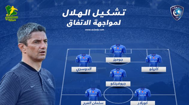 جوميز وكاريلو يقوادن تشكيل الهلال الرسمي أمام الاتفاق