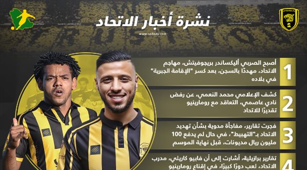 نشرة أخبار الاتحاد| سجن نجم الفريق.. ورومارينيو "مرفوض" في الهلال والنصر