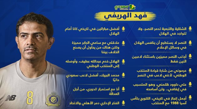 "حرموني من قيادة المنتخب بسبب انتمائي إلى النصر والشللية تدمر العالمي".. الهريفي يفجرها