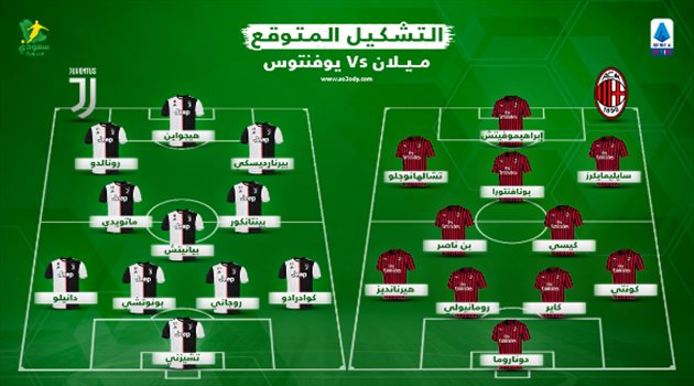 ميلان X يوفنتوس.. التشكيل المتوقع للصدام الجديد بين إبرا ورونالدو