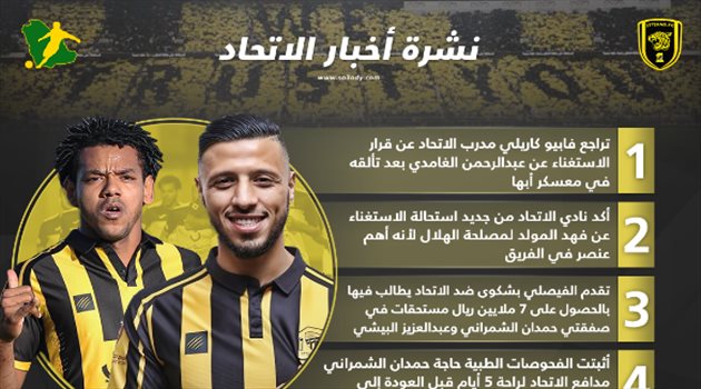 نشرة أخبار الاتحاد| حسم مستقبل ثنائي الفريق.. وشكوى جديدة تطارد إدارة الحائلي