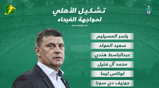  ميلويفيتش يعلن تشكيل الأهلي أمام الفيحاء "في غياب القائد وعسيري"