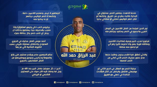 دور الشامخ في تألقه مع النصر وإشادة بساحر الهلال.. 10 تصريحات نارية من حمد الله