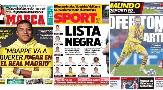 صحف العالم ليوم الأربعاء..  بيريز يحضر قائمة ريال مدريد السوداء وعروض مغرية لنجم برشلونة