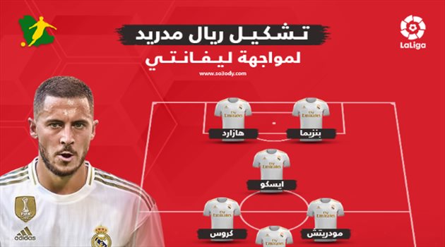 إيسكو وهازارد في تشكيل ريال مدريد الأساسي لمواجهة ليفانتي