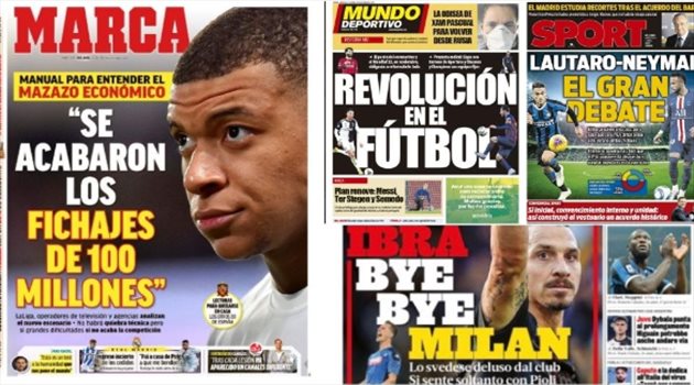 صحف العالم ليوم الأربعاء.. زلاتان يودع ميلان وريال مدريد مضطر لبيع 12 لاعب