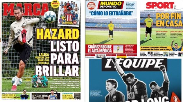 صحف العالم ليوم الأحد.. هازارد يبهر ريال مدريد وبرشلونة في المنزل
