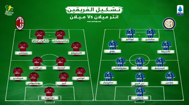 إبراهيموفيتش يقود ميلان.. وإريكسن في دكة إنتر