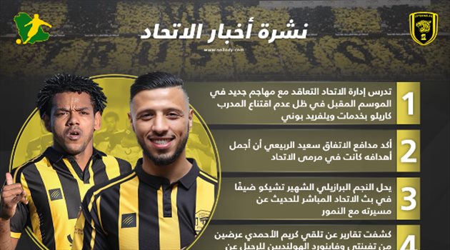 نشرة أخبار الاتحاد| مهاجم جديد للعميد وعروض للقائد من هولندا