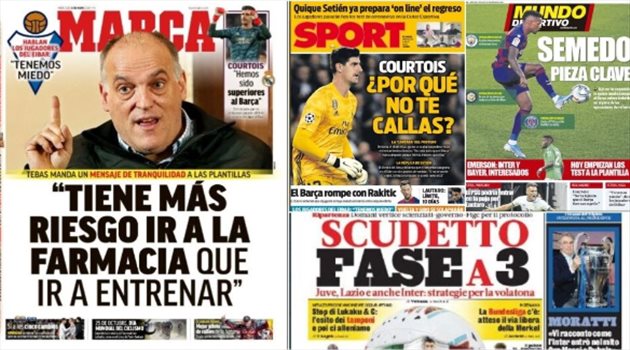 صحف العالم ليوم الأربعاء.. سيتين يحرج كورتوا ومهلة 10 أيام لحسم الصفقة الكبرى