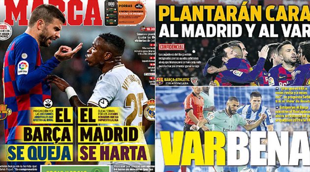 صحف العالم ليوم الثلاثاء.. الـVAR تحت مقصلة برشلونة وإنجاز ينتظر ميسي في عيد ميلاده الـ33