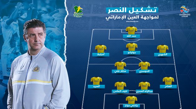 أبطال آسيا| حمد الله وأمرابط يقودان تشكيل النصر الرسمي أمام العين الإماراتي