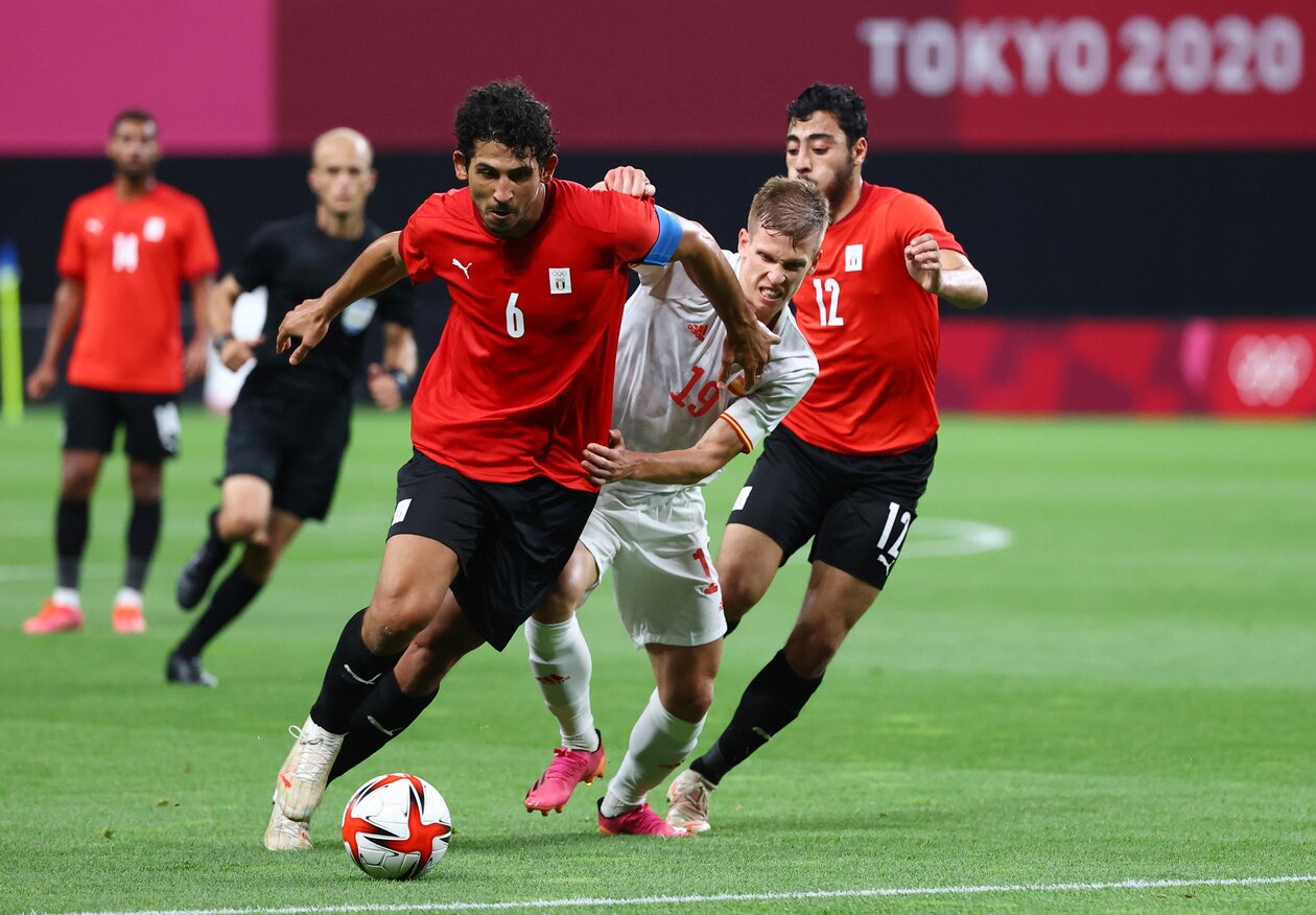 أحمد حجازي في مباراة مصر وإسبانيا