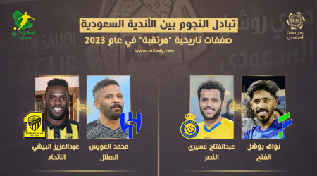 4 صفقات تبادلية.. اتفاق النصر مع الاتحاد والأهلي ومفاجأة الهلال