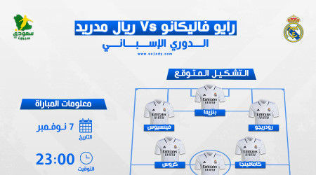 رايو ضد ريال مدريد.. لتشكيل المتوقع والقناة الناقلة