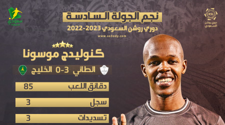 نجم الجولة 6| موسونا يتفوق على نجوم الشباب والهلال بـأول هاتريك