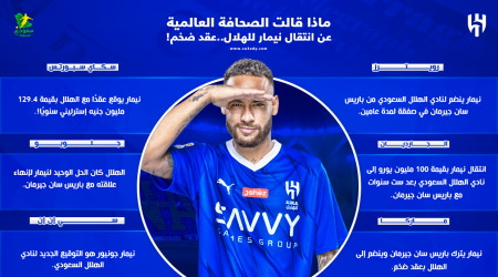 انتقال نيمار إلى الهلال في صحف العالم .. الزعيم هو الحل