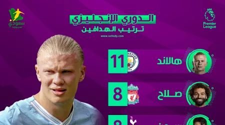 ترتيب هدافي الدوري الإنجليزي بعد الجولة 10| هالاند يغرد وحيدا