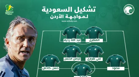 فريق_0 تشكيل السعودية ضد الأردن .. مفاجآت بالجملة في كتيبة مانشيني
