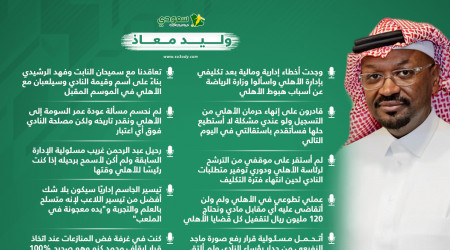 إيقاف كنو وحسم الصفقات وصدمة النصر..وليد معاذ يكشف ملفات الأهلي