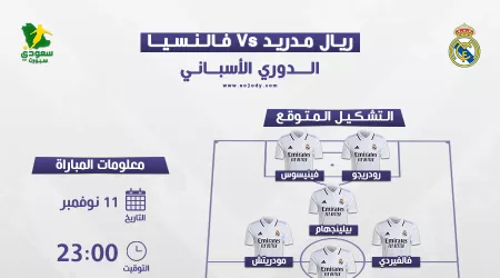  ريال مدريد ضد فالنسيا.. التوقيت والتشكيل المتوقع والقنوات الناقلة