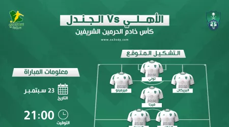 الأهلي ضد الجندل | موعد المباراة والقناة الناقلة والتشكيل المتوقع