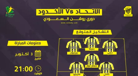 الاتحاد ضد الأخدود | موعد المباراة والقناة الناقلة .. التشكيل المتوقع