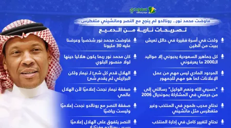  الدعيع: فاوضت محمد نور شخصيًا لانضمامه إلى لهلال.. ونيمار ورونالدو لم يقدما شيئا