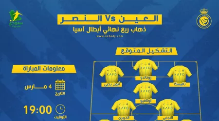 النصر ضد العين في أبطال آسيا| موعد المباراة والقناة وموقف أوسبينا
