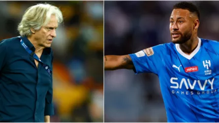 خورخي خيسوس مدرب نادي الهلال السعودي ونيمار لاعب الهلال السعودي