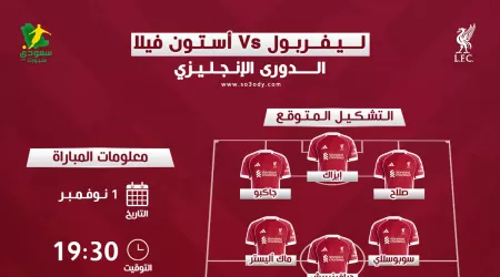 آمال العودة لا تنتهي .. التشكيل المتوقع لمباراة ليفربول و أستون فيلا و القنوات الناقلة آمال العودة لا تنتهي .. التشكيل المتوقع لمباراة ليفربول و أستون فيلا و القنوات الناقلة