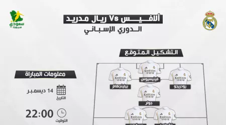 ريال مدريد ضد ألافيس.. موعد المباراة والقنوات الناقلة والتشكيل المتوقع