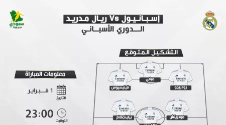 مباراة ريال مدريد وإسبانيول في الدوري الإسباني.. الموعد والتشكيل المتوقع