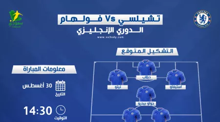 موعد المباراة والتشكيل المتوقع|تشيلسى يواجه فولهام بحثًا عن فوز جديد موعد المباراة والتشكيل المتوقع|تشيلسى يواجه فولهام بحثًا عن فوز جديد