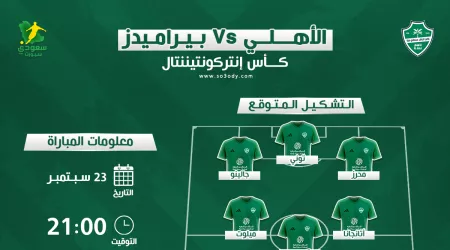  موعد مباراة الأهلي وبيراميدز المصري في كأس القارات والقنوات الناقلة