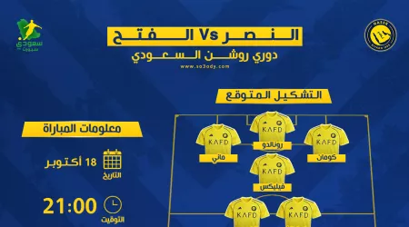  موعد مباراة النصر والفتح في دوري روشن والقنوات الناقلة .. تشكيل ناري متوقع