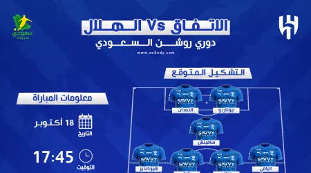 موعد مباراة الهلال ضد الاتفاق في دوري روشن 2025-2026 والقنوات الناقلة