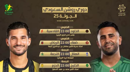 أبرزها ديربي الأهلي والاتحاد .. مباريات الجولة 25 من دوري روشن