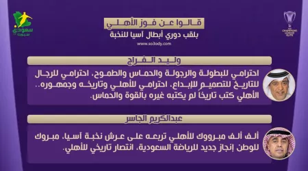  قالوا عن الأهلي .. إشادات دولية وعربية بإنجاز الراقي الآسيوي التاريخي