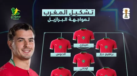 كأس العالم 2026 | تشكيل المغرب الرسمي أمام البرازيل في المونديال