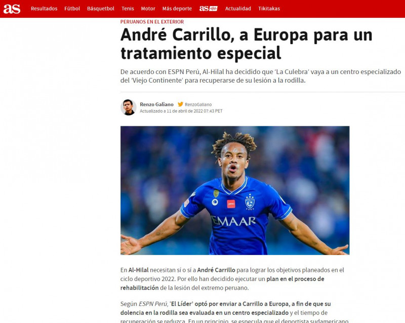 تطور عاجل في إصابة كاريلو