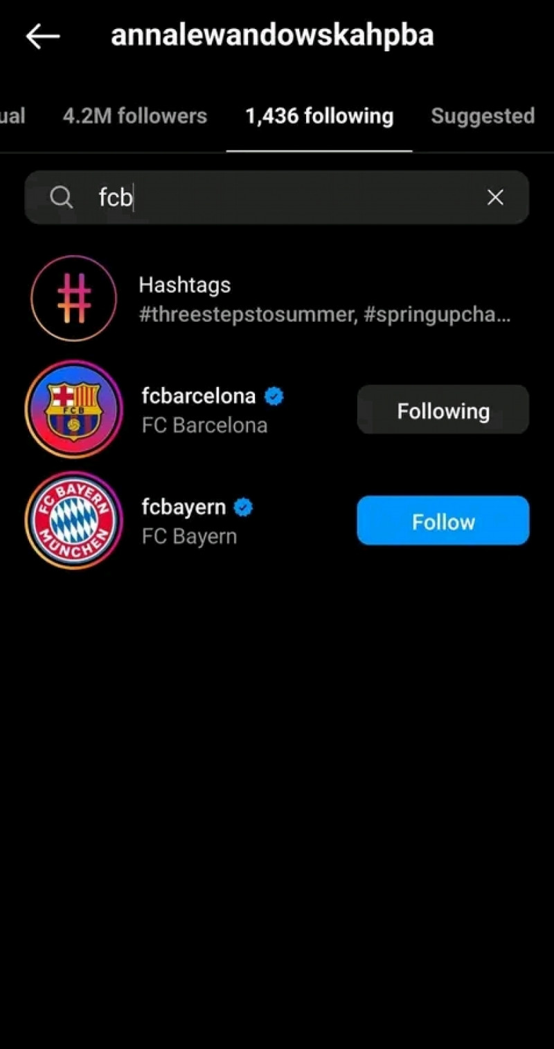 زوجة ليفاندوفسكي تتابع حساب برشلونة بدلا من بايرن ميونيخ