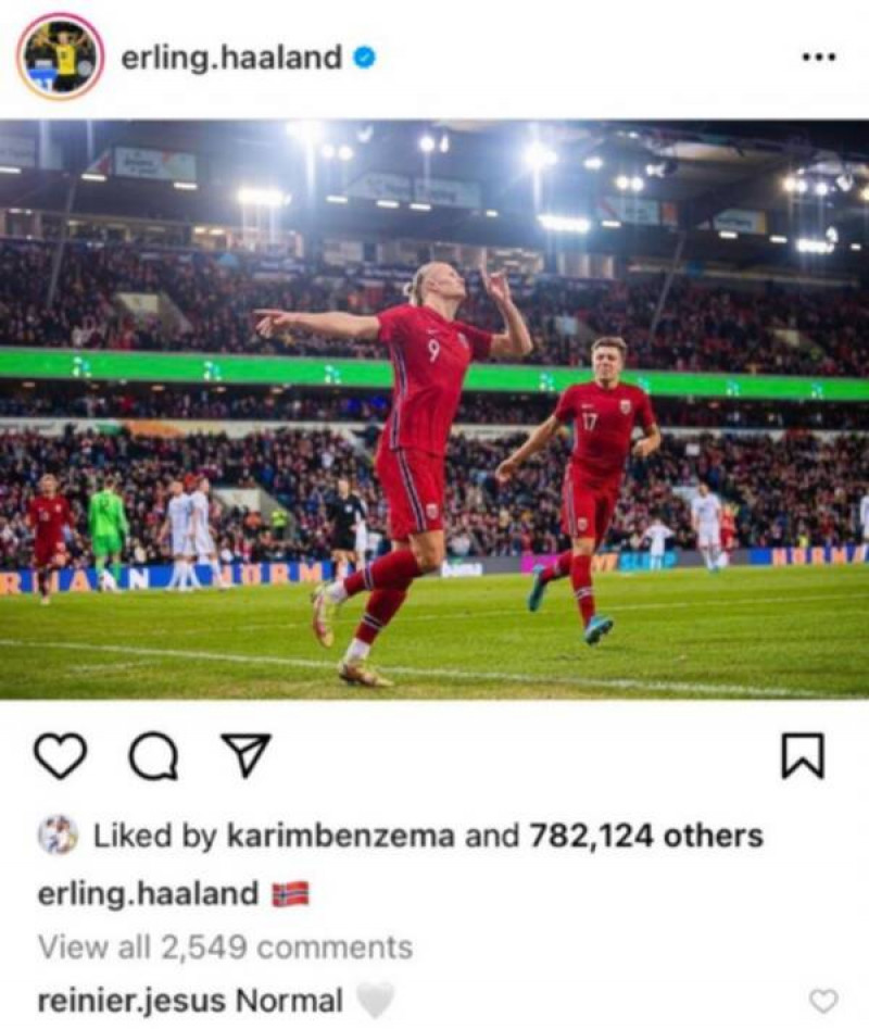 كريم بنزيما يعجب بهالاند كريم بنزيما يعجب بهالاند