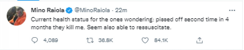 مينو رايولا ينفي خبر وفاته مينو رايولا ينفي خبر وفاته