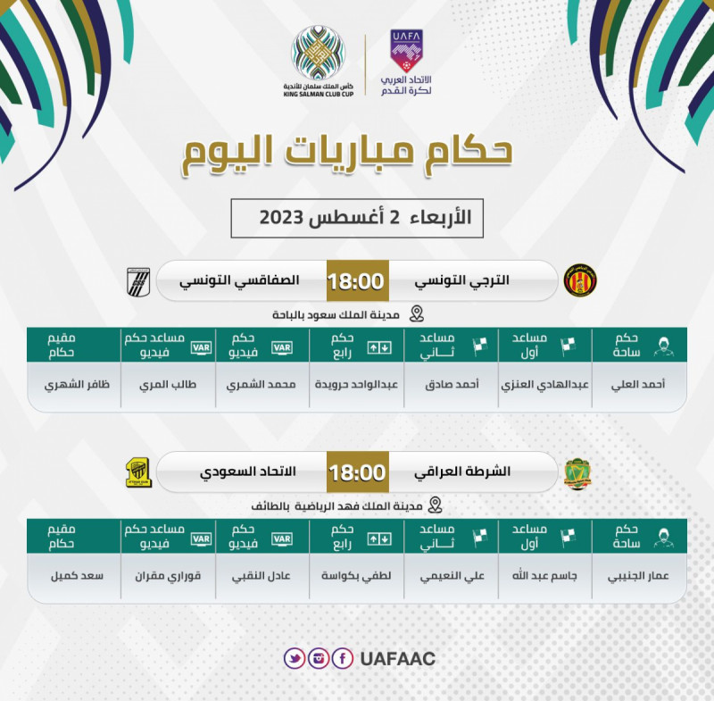 حكام مباريات اليوم بالبطولة العربية حكام مباريات اليوم بالبطولة العربية