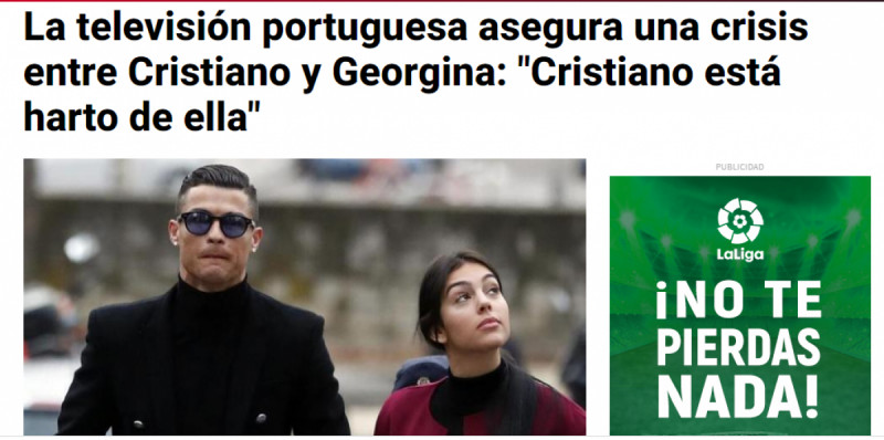 صحيفة سبورت - كريستيانو رونالدو وجورجينا